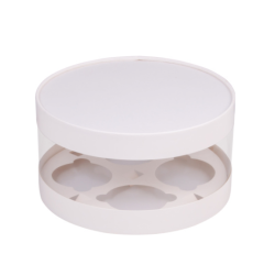 Изображение Коробка под 4 капкейка ТУБУС диам.200мм выс.100мм (белая)